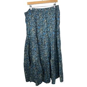 Womens Cottagecore‎ Tiered Floral Reversible Maxi Skirt 2X Boho Western Peasant